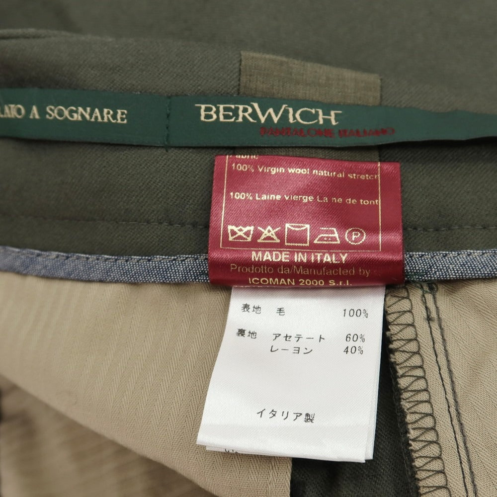 【中古】ベルウィッチ BERWICH beams scotch ウール ドレススラックスパンツ オリーブグリーン【サイズ44】【 状態ランクB 】【 メンズ 】