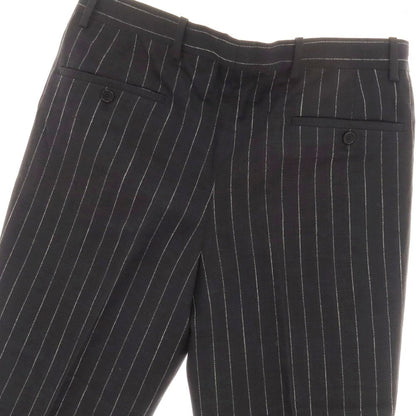 【中古】ベルナール ザンス BERNARD ZINS コットンリネン ストライプ ドレススラックスパンツ ブラックxホワイト【サイズ40】【 状態ランクB 】【 メンズ 】