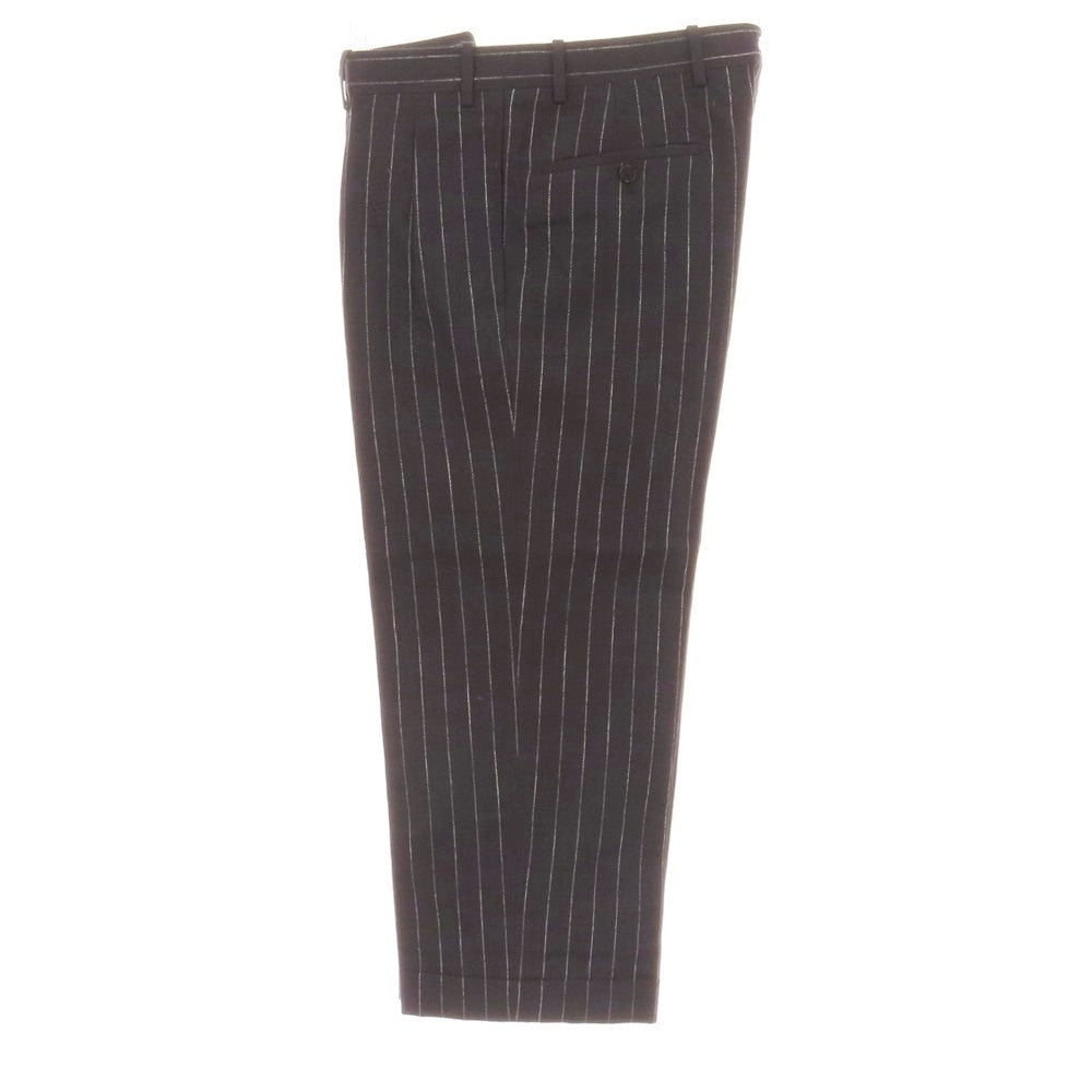 【中古】ベルナール ザンス BERNARD ZINS コットンリネン ストライプ ドレススラックスパンツ ブラックxホワイト【サイズ40】【 状態ランクB 】【 メンズ 】