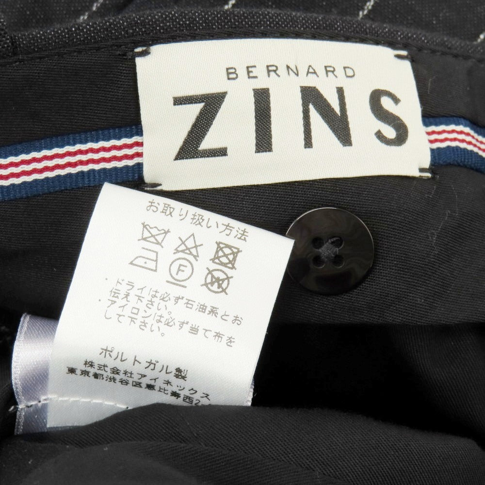 【中古】ベルナール ザンス BERNARD ZINS コットンリネン ストライプ ドレススラックスパンツ ブラックxホワイト【サイズ40】【 状態ランクB 】【 メンズ 】