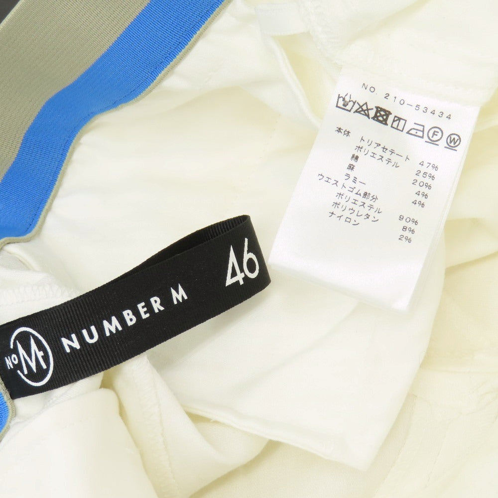 【中古】ナンバーエム NUMBER M ストレッチ トリアセテートポリエステルコットンリネンラミー イージースラックスパンツ オフホワイト【サイズ46】【 状態ランクA 】【 メンズ 】