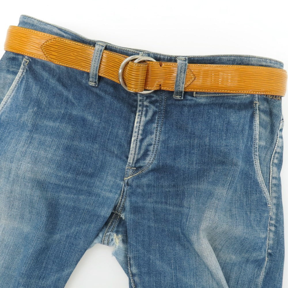 【中古】サルトリアピスケス Sartoria Pisthes レザー ダブルリング ベルト オレンジブラウンxシルバー【サイズ54/120】【 状態ランクB 】【 メンズ 】