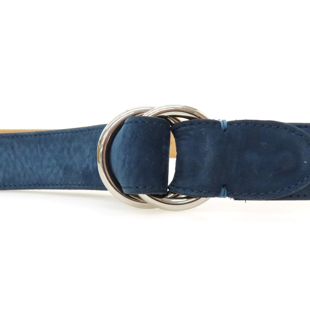 【中古】サルトリアピスケス Sartoria Pisthes ヌバック レザー ダブルリング ベルト ネイビーxシルバー【サイズ54/120】【 状態ランクB 】【 メンズ 】