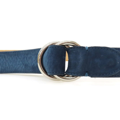 【中古】サルトリアピスケス Sartoria Pisthes ヌバック レザー ダブルリング ベルト ネイビーxシルバー【サイズ54/120】【 状態ランクB 】【 メンズ 】