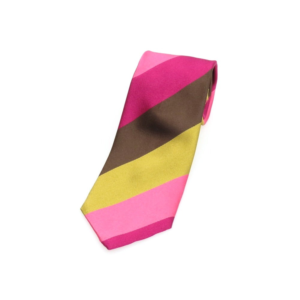 【中古】タイユアタイ TIE YOUR TIE シルク ストライプ柄ネクタイ ピンクxブラウン【 状態ランクB 】【 メンズ 】