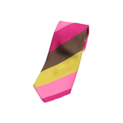 【中古】タイユアタイ TIE YOUR TIE シルク ストライプ柄ネクタイ ピンクxブラウン【 状態ランクB 】【 メンズ 】