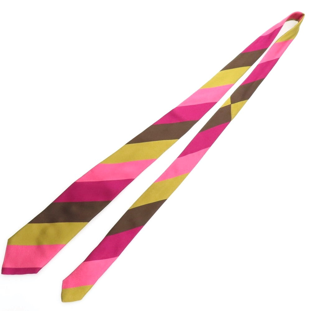 【中古】タイユアタイ TIE YOUR TIE シルク ストライプ柄ネクタイ ピンクxブラウン【 状態ランクB 】【 メンズ 】