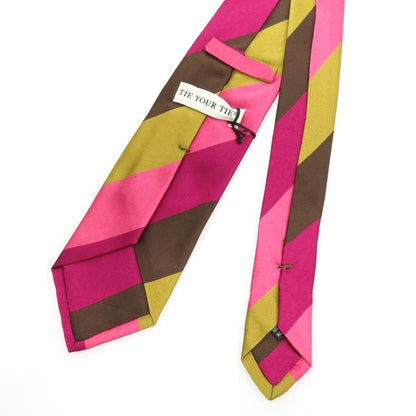 【中古】タイユアタイ TIE YOUR TIE シルク ストライプ柄ネクタイ ピンクxブラウン【 状態ランクB 】【 メンズ 】