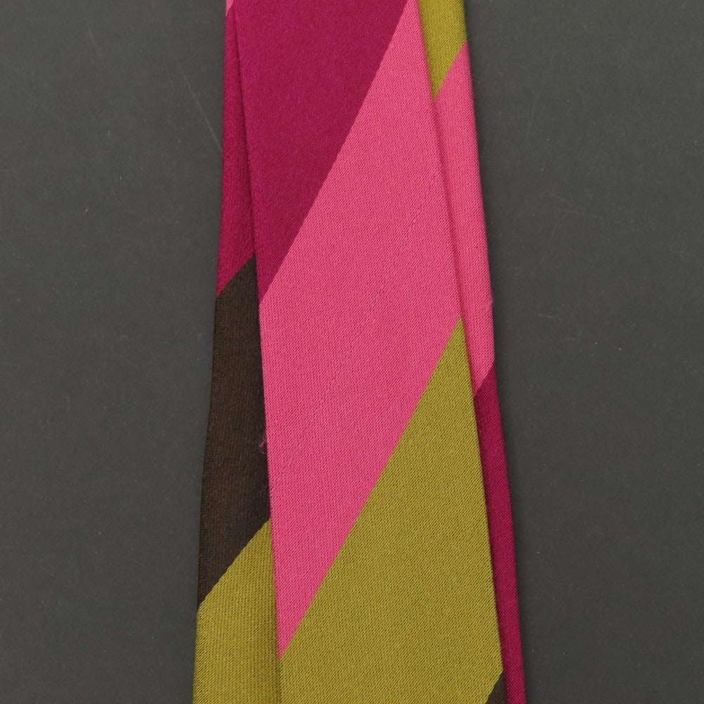【中古】タイユアタイ TIE YOUR TIE シルク ストライプ柄ネクタイ ピンクxブラウン【 状態ランクB 】【 メンズ 】