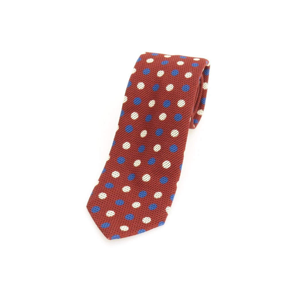 【中古】ニッキー nicky コットン ドット柄ネクタイ レディッシュブラウン系xブルー【 状態ランクB 】【 メンズ 】