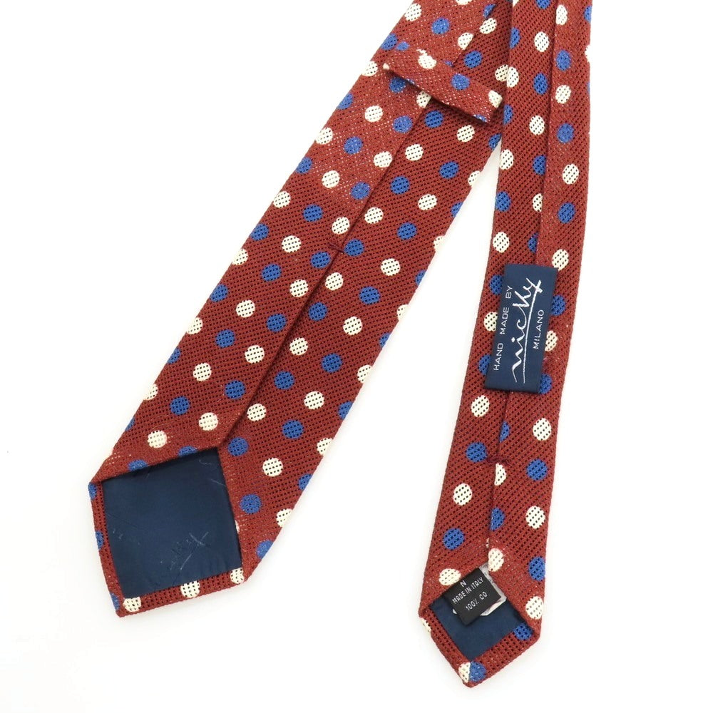 【中古】ニッキー nicky コットン ドット柄ネクタイ レディッシュブラウン系xブルー【 状態ランクB 】【 メンズ 】