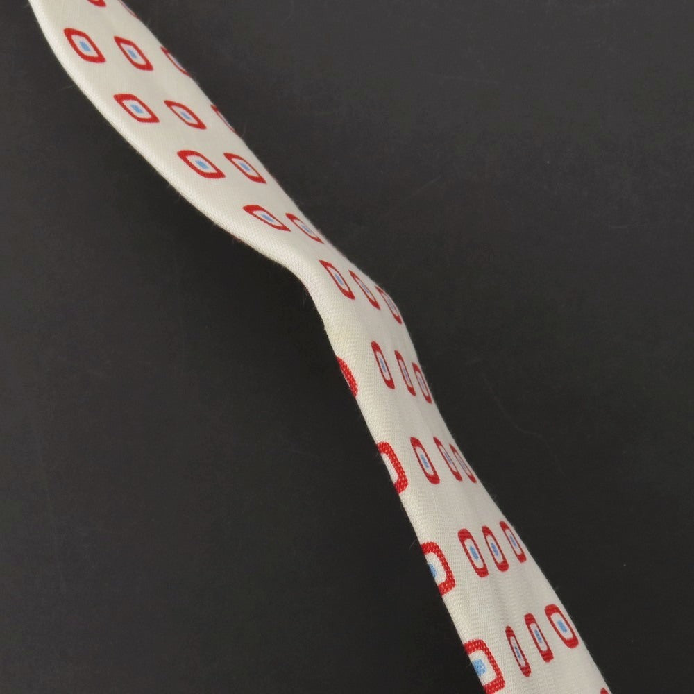 【中古】エリコフォルミコラ ERRICO FORMICOLA シルクリネン プリント 小紋柄ネクタイ オフホワイトxレッド【 状態ランクA 】【 メンズ 】
