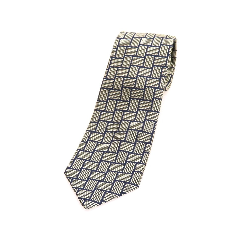 【中古】ジョン コンフォート JOHN COMFORT シルク ネクタイ ベージュxネイビー【 状態ランクA 】【 メンズ 】