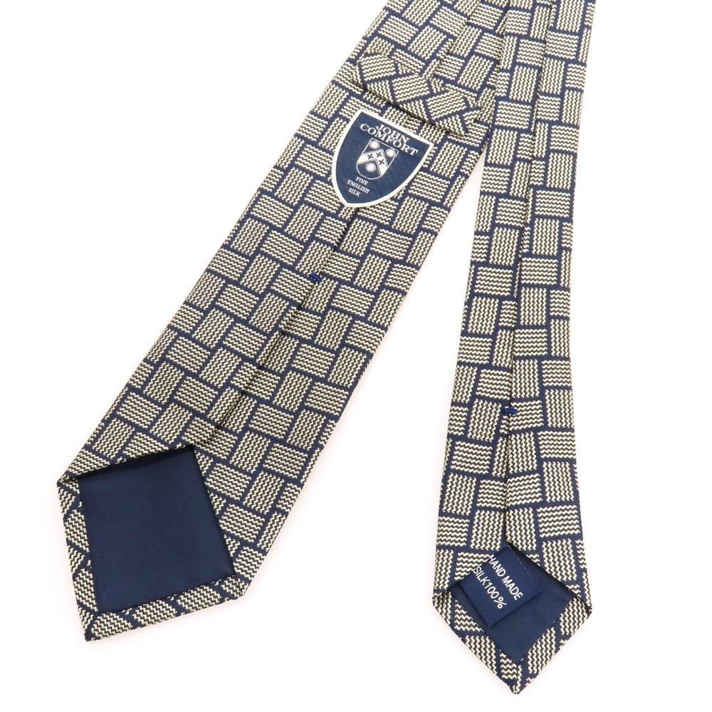 【中古】ジョン コンフォート JOHN COMFORT シルク ネクタイ ベージュxネイビー【 状態ランクA 】【 メンズ 】