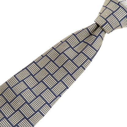 【中古】ジョン コンフォート JOHN COMFORT シルク ネクタイ ベージュxネイビー【 状態ランクA 】【 メンズ 】