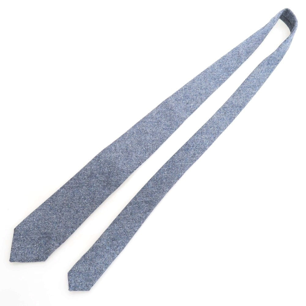 【中古】サルトリアピスケス Sartoria Pisthes ウール 無地ネクタイ ネイビーブルー系xホワイト【 状態ランクA 】【 メンズ 】