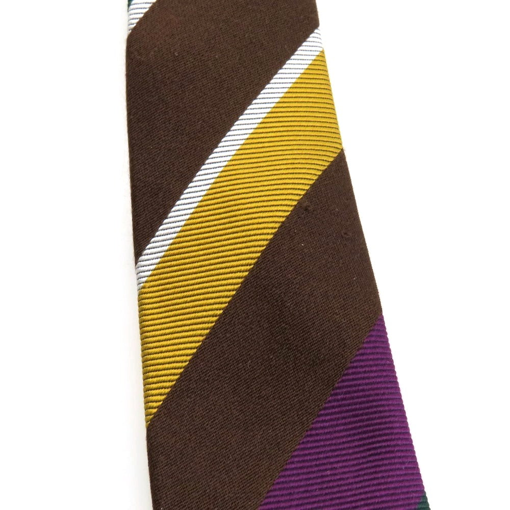 【中古】ビームスエフ BEAMS F シルク ストライプ柄ネクタイ ブラウンxパープル【 状態ランクB 】【 メンズ 】
