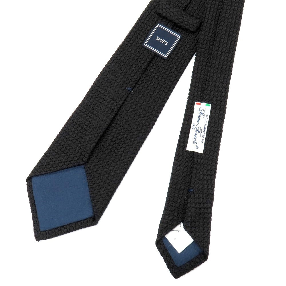 【中古】シップス SHIPS シルク 無地ネクタイ ブラック【 状態ランクB 】【 メンズ 】