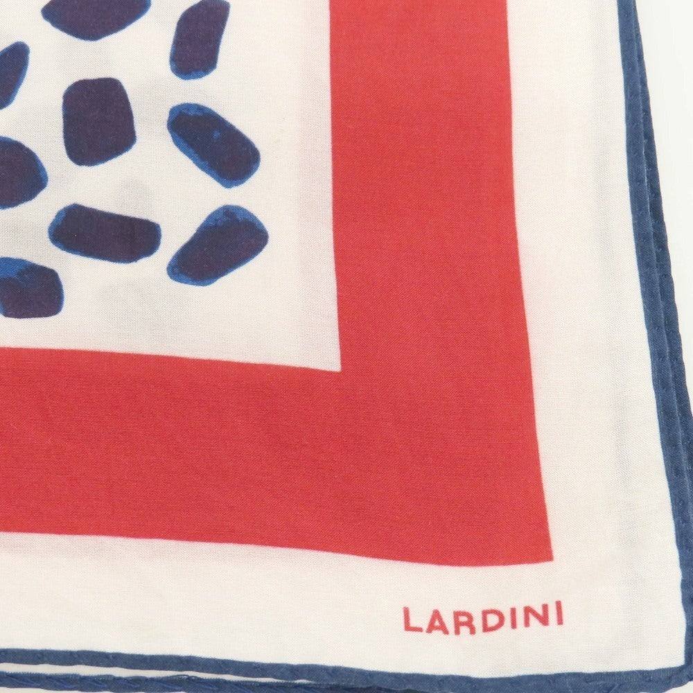 【中古】ラルディーニ LARDINI コットン系 総柄 プリント スカーフ ホワイトxネイビー【 状態ランクB 】【 メンズ 】