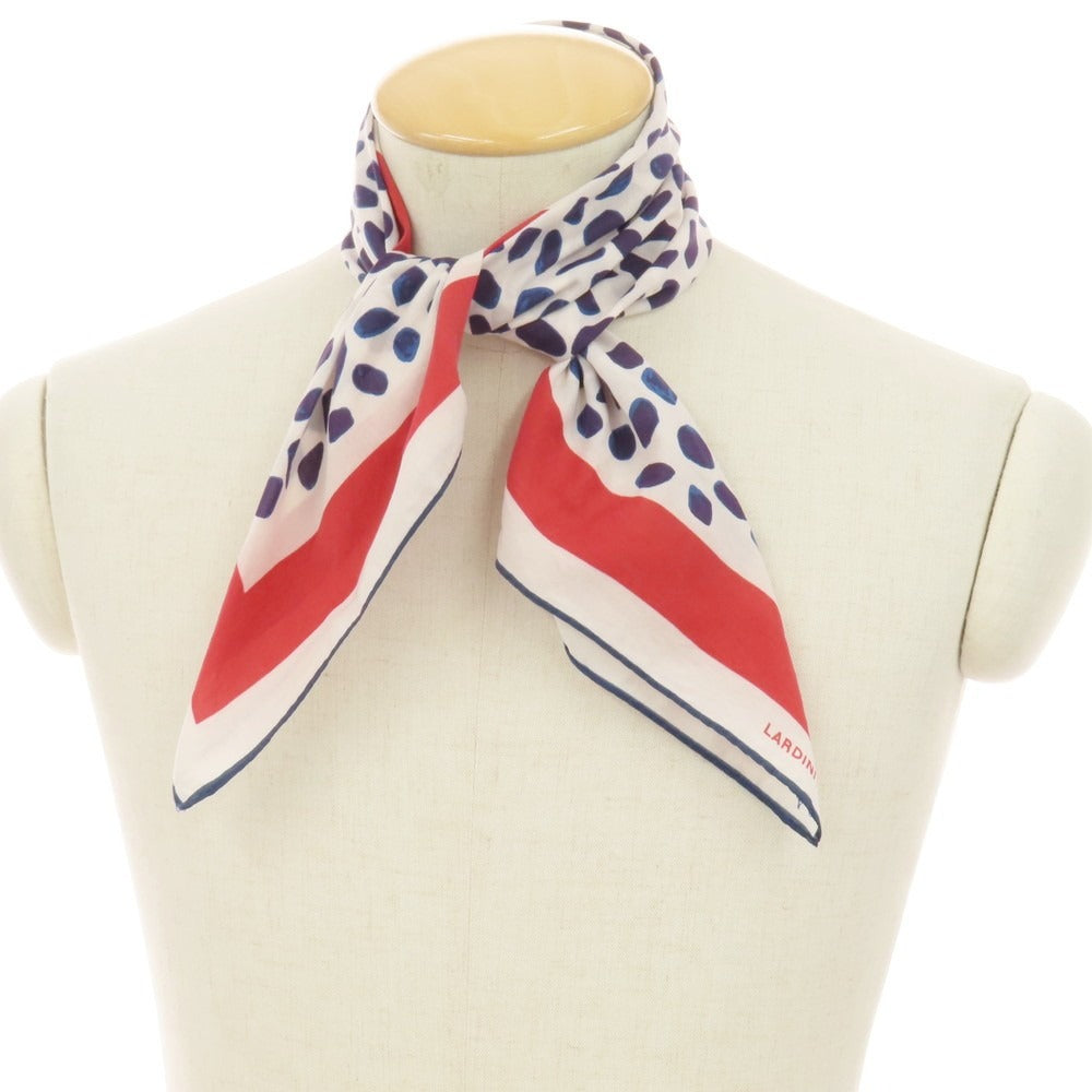 【中古】ラルディーニ LARDINI コットン系 総柄 プリント スカーフ ホワイトxネイビー【 状態ランクB 】【 メンズ 】