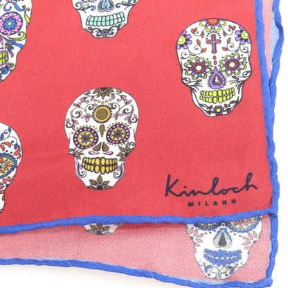 【中古】キンロック Kinloch シルク系 スカル プリント ポケットチーフ マルーン系【 状態ランクB 】【 メンズ 】