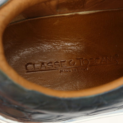 【中古】クラッセトスカーナ Classe Toscana 型押しレザー スニーカー ネイビー【サイズ39】【 状態ランクC 】【 メンズ 】