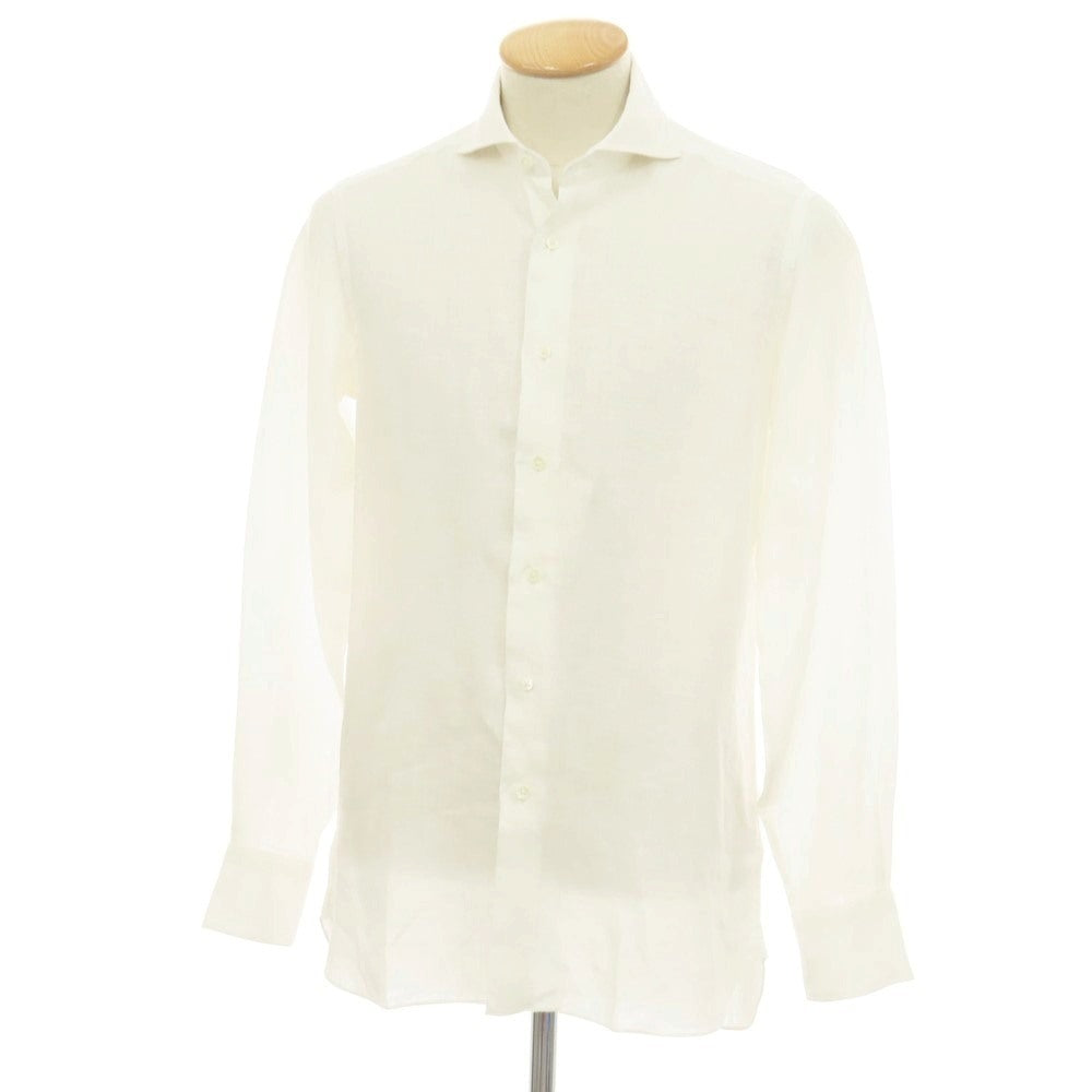 【中古】サルトリアピスケス Sartoria Pisthes フレンチリネン ホリゾンタルカラー ドレスシャツ オフホワイト【サイズ38】【 状態ランクA 】【 メンズ 】