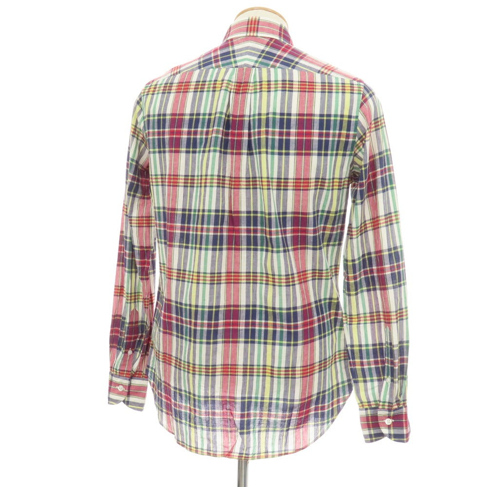 【中古】ビームスエフ BEAMS F コットン マドラスチェック ボタンダウン カジュアルシャツ レッドxネイビー系【サイズ38】【 状態ランクB 】【 メンズ 】
