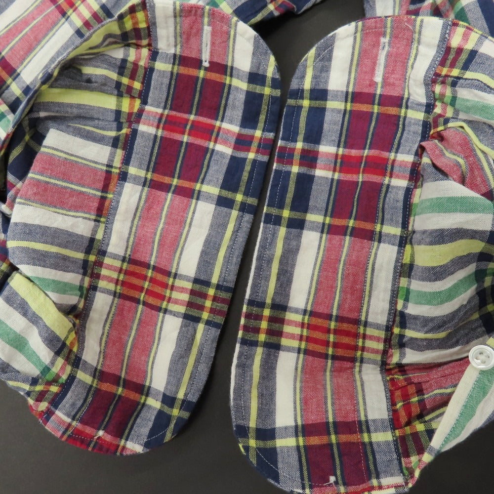 【中古】ビームスエフ BEAMS F コットン マドラスチェック ボタンダウン カジュアルシャツ レッドxネイビー系【サイズ38】【 状態ランクB 】【 メンズ 】