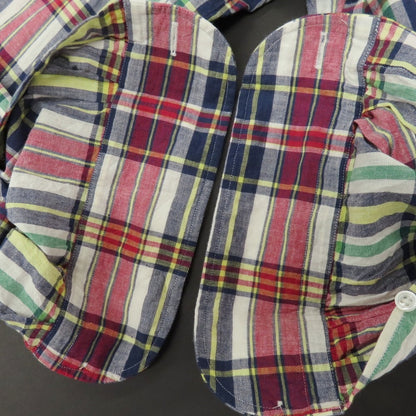 【中古】ビームスエフ BEAMS F コットン マドラスチェック ボタンダウン カジュアルシャツ レッドxネイビー系【サイズ38】【 状態ランクB 】【 メンズ 】