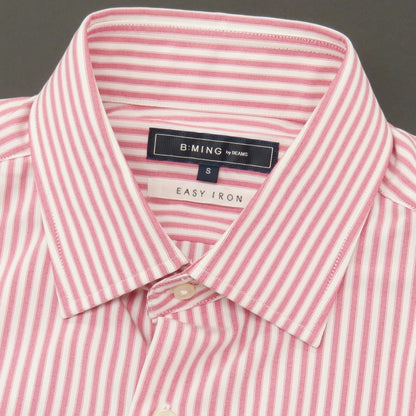 【中古】ビーミング ライフストア バイ ビームス B:MING LIFE STORE by BEAMS ポリエステル ストライプ レギュラーカラー カジュアルシャツ ピンクxホワイト【サイズS】【 状態ランクA 】【 メンズ 】