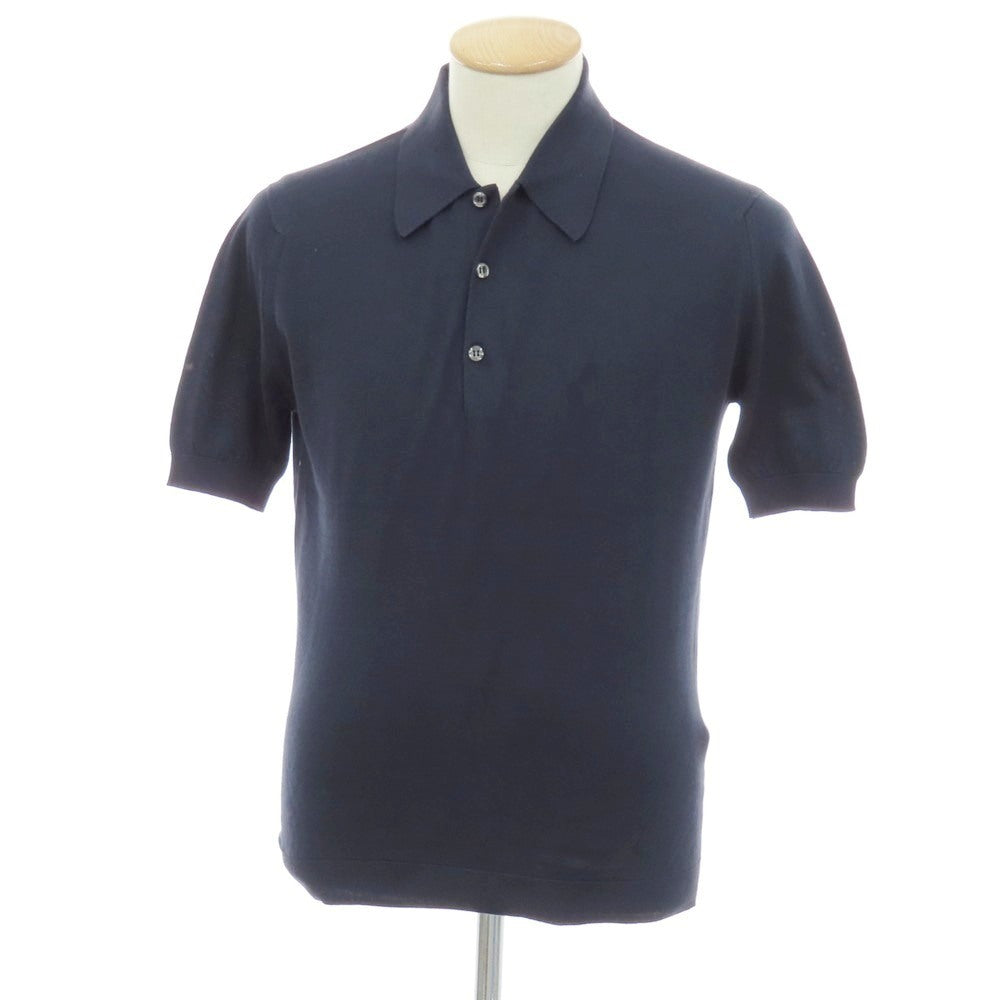 【中古】ジョンスメドレー JOHN SMEDLEY ハイゲージ シーアイランドコットン 半袖 ポロニット ネイビー【サイズXS】【 状態ランクB 】【 メンズ 】