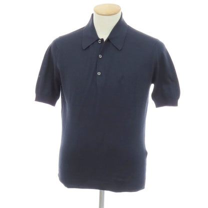 【中古】ジョンスメドレー JOHN SMEDLEY ハイゲージ シーアイランドコットン 半袖 ポロニット ネイビー【サイズXS】【 状態ランクB 】【 メンズ 】