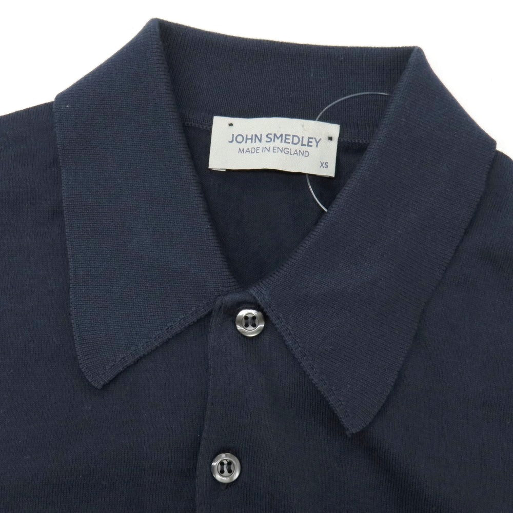 【中古】ジョンスメドレー JOHN SMEDLEY ハイゲージ シーアイランドコットン 半袖 ポロニット ネイビー【サイズXS】【 状態ランクB 】【 メンズ 】