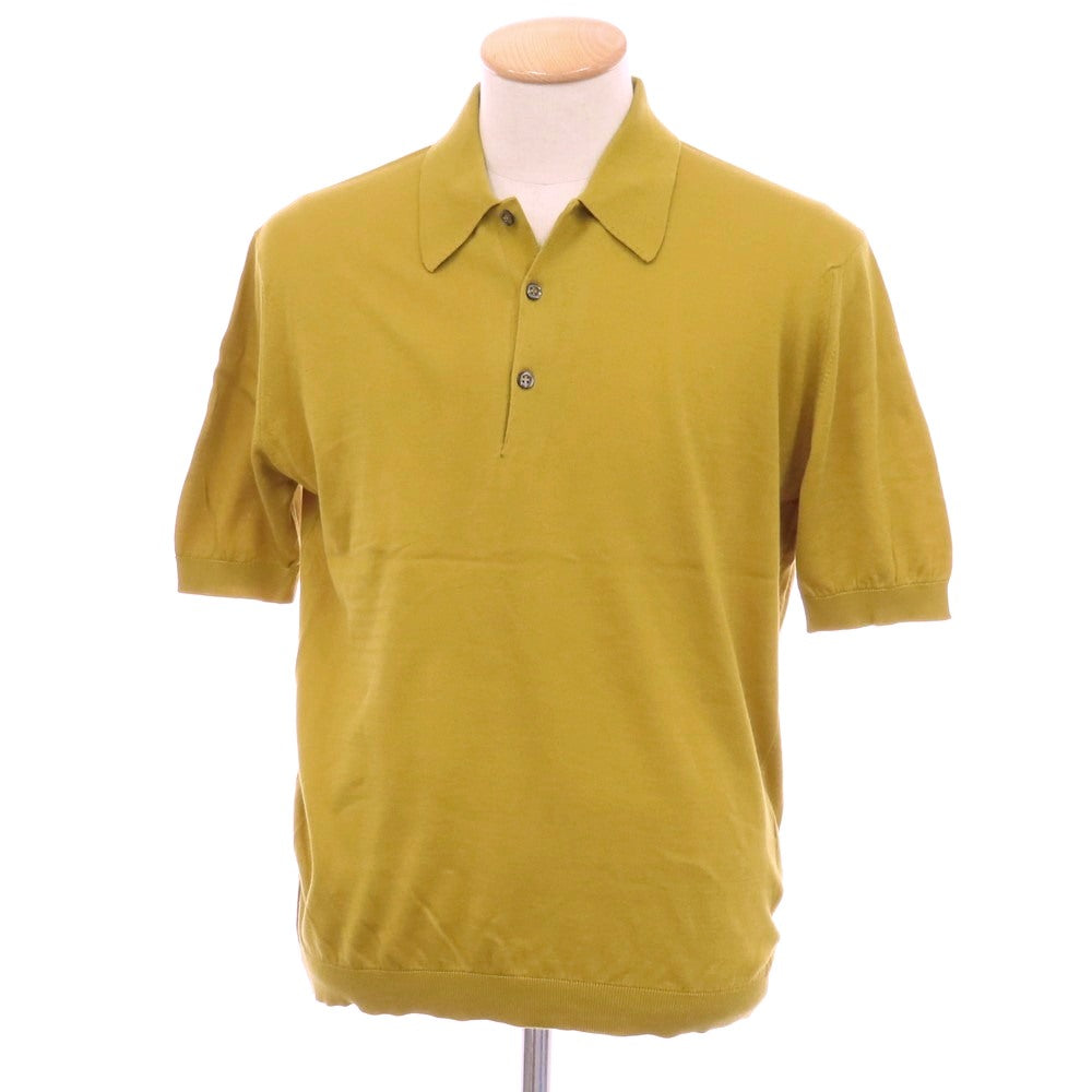 【中古】ジョンスメドレー JOHN SMEDLEY ハイゲージ シーアイランドコットン 半袖 ポロニット オーカーイエロー【サイズS】【 状態ランクB 】【 メンズ 】