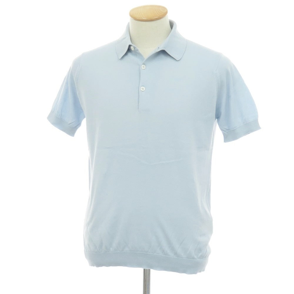 【中古】ジョンスメドレー JOHN SMEDLEY ハイゲージ シーアイランドコットン 半袖 ポロニット サックス【サイズS】【 状態ランクA 】【 メンズ 】