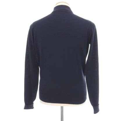 【中古】ジョンスメドレー JOHN SMEDLEY SHIPS別注 ハイゲージ ピュアウール×シーアイランドコットン 長袖 ポロニット ネイビー【サイズS】【 状態ランクB 】【 メンズ 】