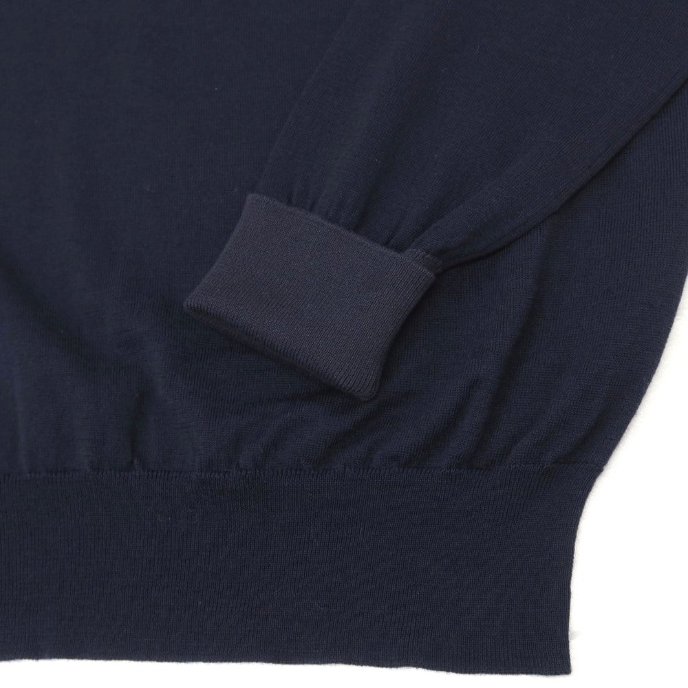 【中古】ジョンスメドレー JOHN SMEDLEY SHIPS別注 ハイゲージ ピュアウール×シーアイランドコットン 長袖 ポロニット ネイビー【サイズS】【 状態ランクB 】【 メンズ 】