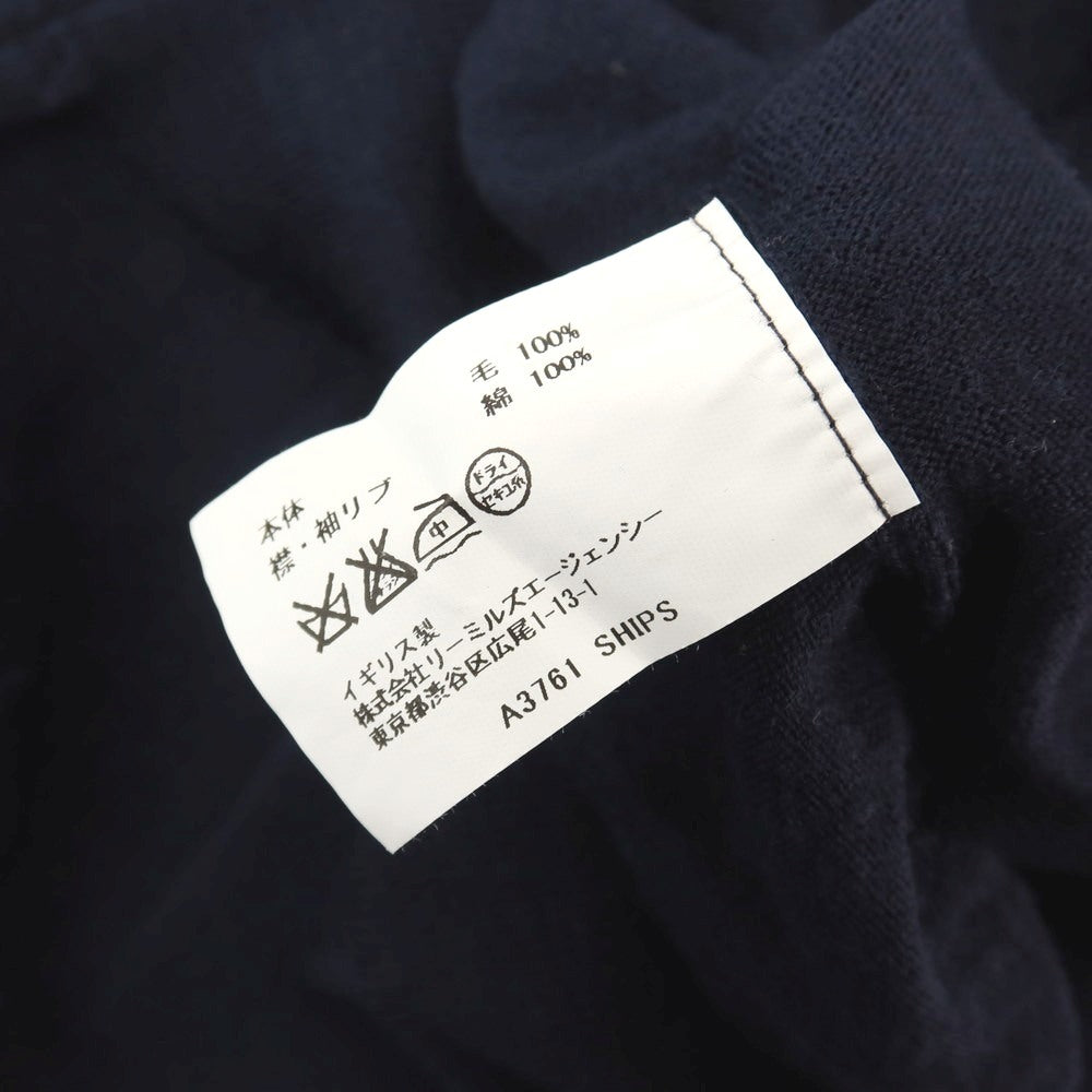 【中古】ジョンスメドレー JOHN SMEDLEY SHIPS別注 ハイゲージ ピュアウール×シーアイランドコットン 長袖 ポロニット ネイビー【サイズS】【 状態ランクB 】【 メンズ 】