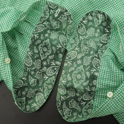 【中古】イザイア ISAIA リネン ギンガムチェック ワイドカラー カジュアルシャツ グリーンxホワイト【サイズ39】【 状態ランクC 】【 メンズ 】