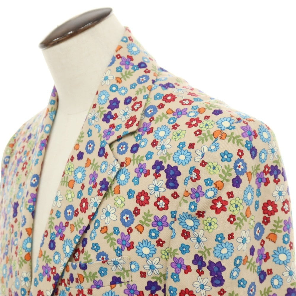 【中古】ボヘミアンズ BOHEMIANS ウールナイロン フラワー 花柄 プリント 2B カジュアルジャケット ベージュxマルチカラー【サイズXL】【 状態ランクA 】【 メンズ 】