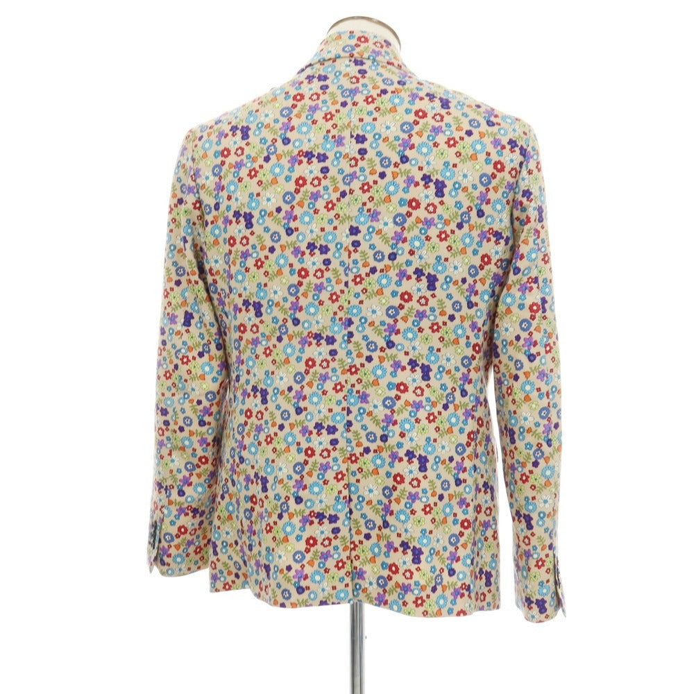 【中古】ボヘミアンズ BOHEMIANS ウールナイロン フラワー 花柄 プリント 2B カジュアルジャケット ベージュxマルチカラー【サイズXL】【 状態ランクA 】【 メンズ 】