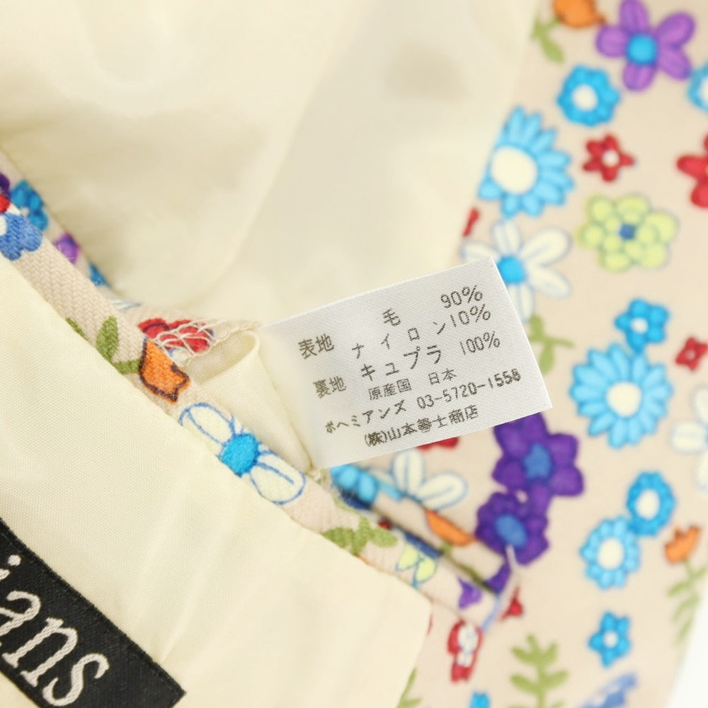 【中古】ボヘミアンズ BOHEMIANS ウールナイロン フラワー 花柄 プリント 2B カジュアルジャケット ベージュxマルチカラー【サイズXL】【 状態ランクA 】【 メンズ 】