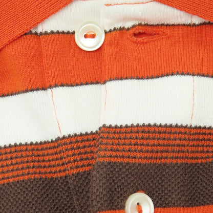 【中古】ビームスプラス BEAMS PLUS コットン ボーダー 半袖ポロシャツ オレンジxブラウン【サイズL】【 状態ランクB 】【 メンズ 】