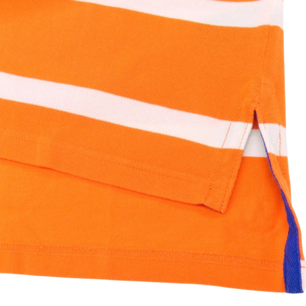 【中古】ポロ ラルフローレン Polo Ralph Lauren コットン 鹿の子 ボーダー 半袖ポロシャツ オレンジxホワイト【サイズM】【 状態ランクB 】【 メンズ 】