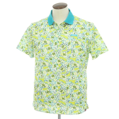 【中古】ニューバランス NEW BALANCE golf ポリエステル 総柄プリント 半袖ポロシャツ イエロー系【サイズ6】【 状態ランクA 】【 メンズ 】