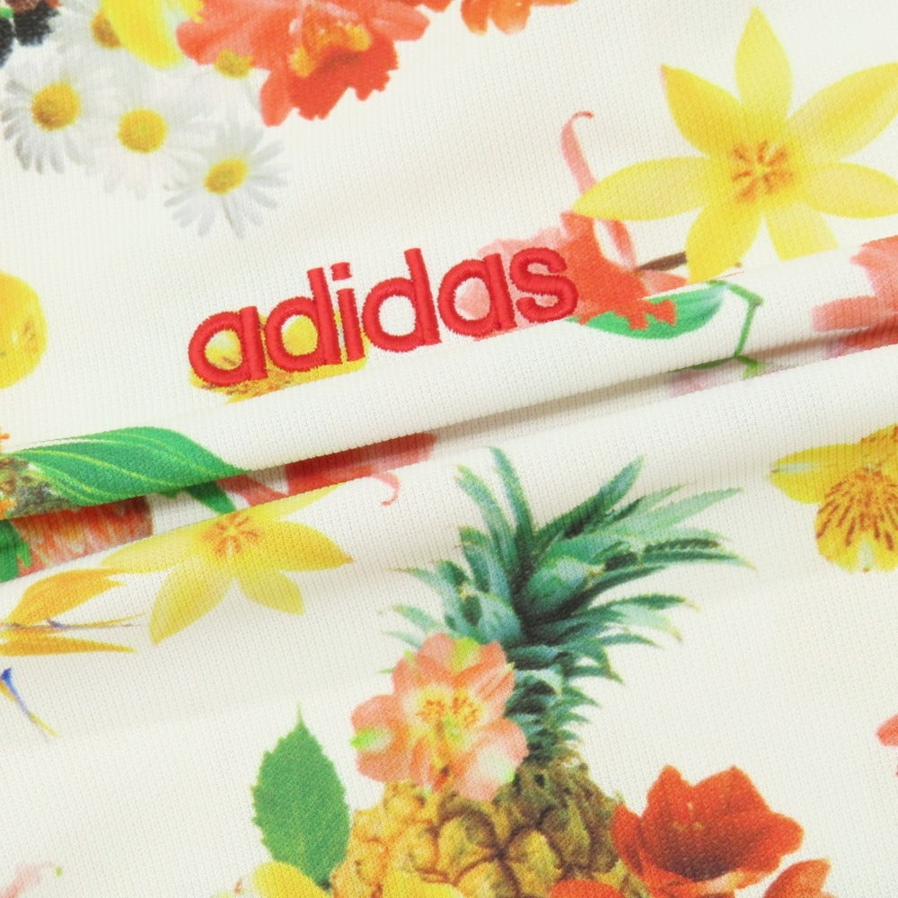 【中古】アディダス adidas ポリエステル 花柄 ボタニカル プリント 半袖シャツ ホワイトxレッド【サイズO/XG】【 状態ランクC 】【 メンズ 】