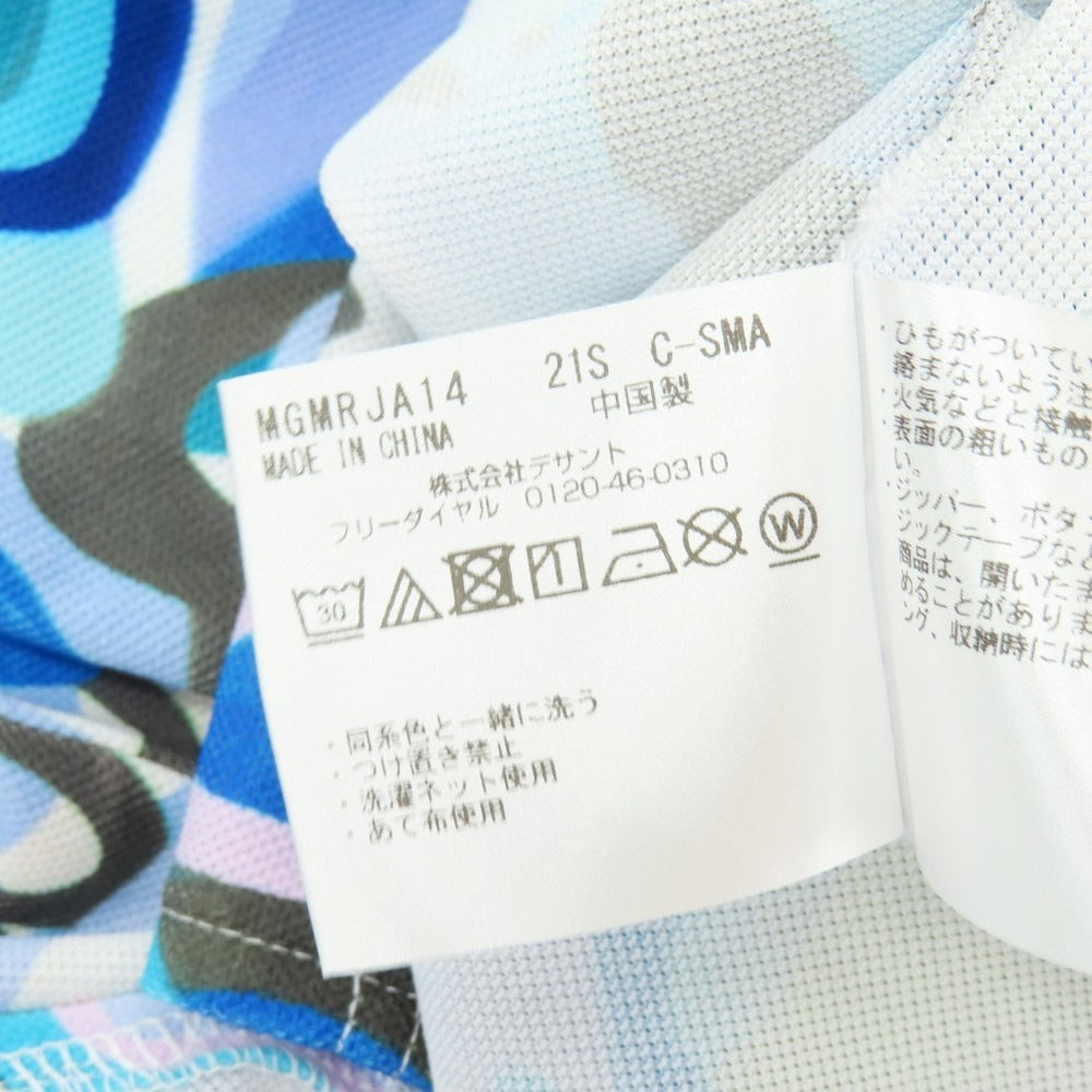 【中古】マンシンングウェア Munsingwear ストレッチ ポリエステル 総柄プリント 半袖ポロシャツ ブルー系【サイズLL】【 状態ランクA 】【 メンズ 】