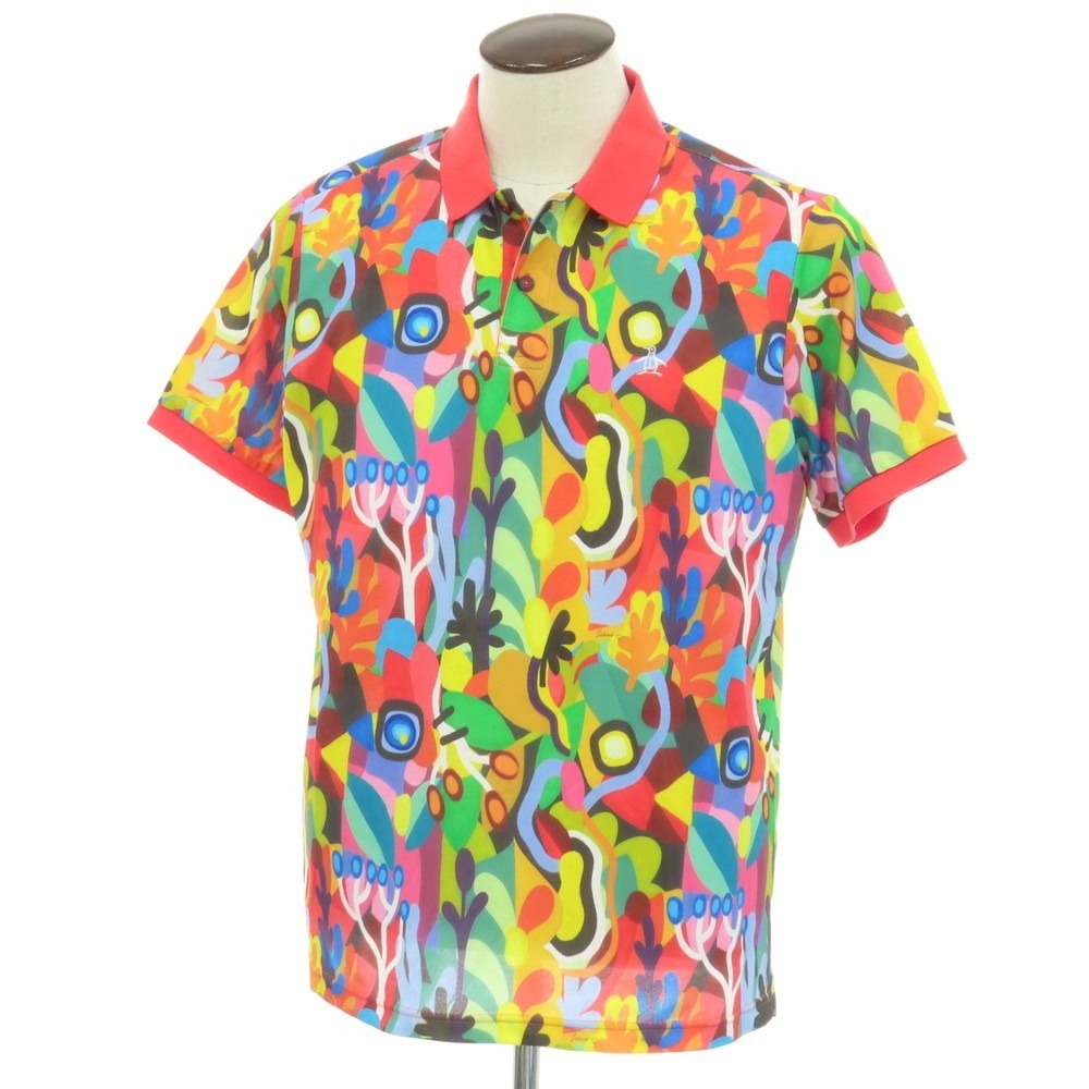 【中古】マンシンングウェア Munsingwear ストレッチ ポリエステル 総柄プリント 半袖ポロシャツ マルチカラー【サイズLL】【 状態ランクA 】【 メンズ 】