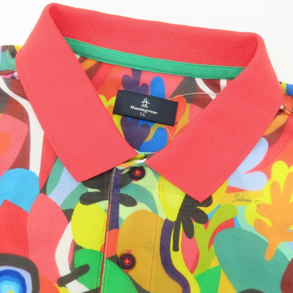【中古】マンシンングウェア Munsingwear ストレッチ ポリエステル 総柄プリント 半袖ポロシャツ マルチカラー【サイズLL】【 状態ランクA 】【 メンズ 】